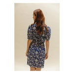 Emile & Ida WHITE AND BLUE FLORAL WRAP DRESS