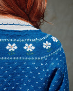 EMILE & IDA Camomille flowers jacquard cardigan - Royal