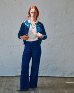 EMILE & IDA Camomille flowers jacquard cardigan - Royal