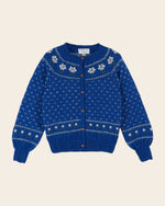 EMILE & IDA Camomille flowers jacquard cardigan - Royal
