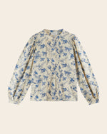 EMILE & IDA Cecilia printed blouse - Ecru/Blue orchid