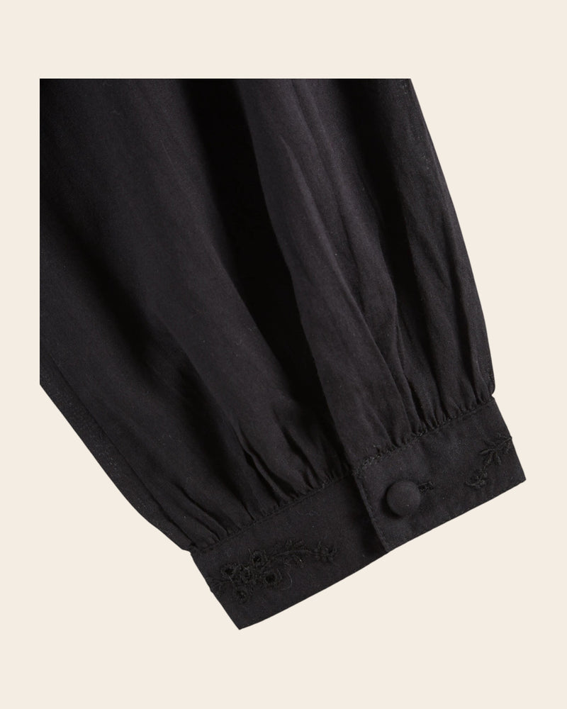 EMILE & IDA Charline embroidered vintage blouse - Black