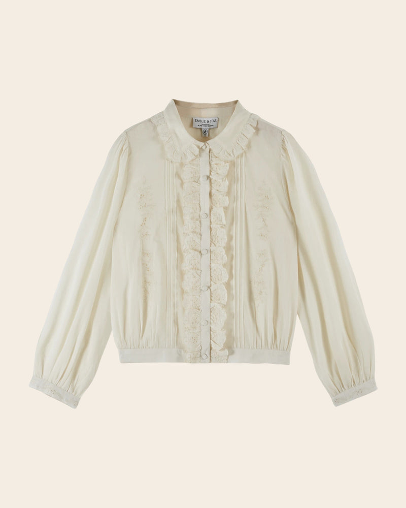 EMILE & IDA Charline embroidered vintage blouse - Cream
