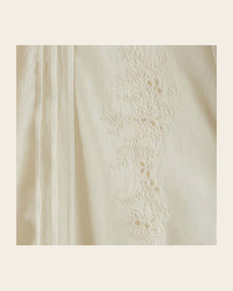 EMILE & IDA Charline embroidered vintage blouse - Cream