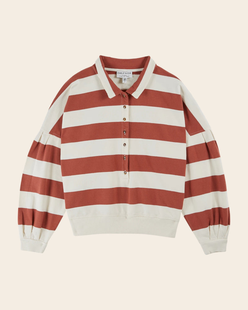 EMILE & IDA Clement striped sweatshirt - Ecru/Brick