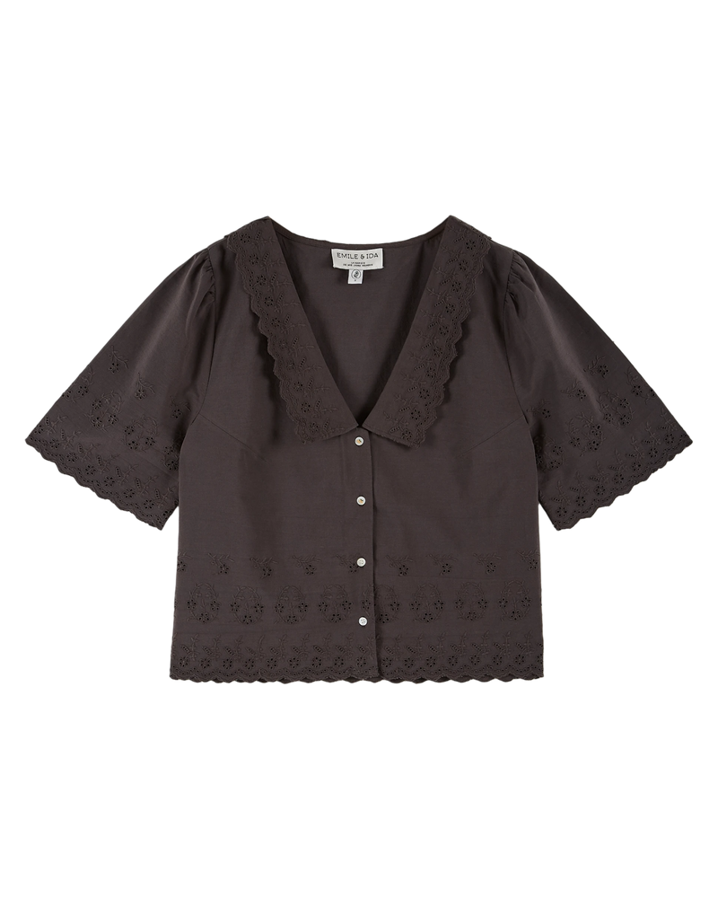 EMILE & IDA English embroidery blouse - Asphalt Grey