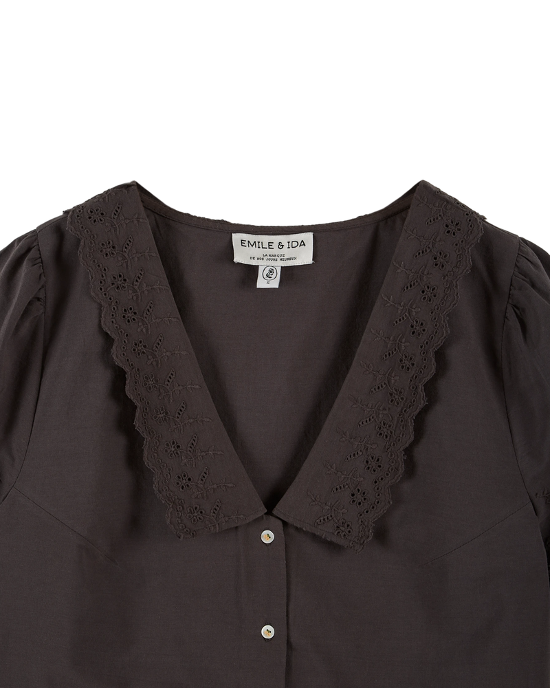 EMILE & IDA English embroidery blouse - Asphalt Grey