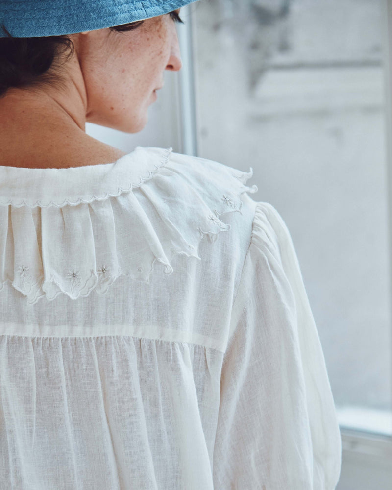 EMILE & IDA Embroidered vintage blouse - Ecru