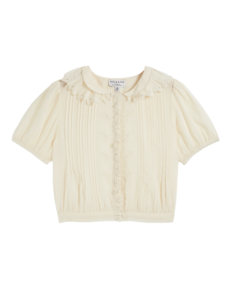 EMILE & IDA Embroidered vintage blouse - Ecru