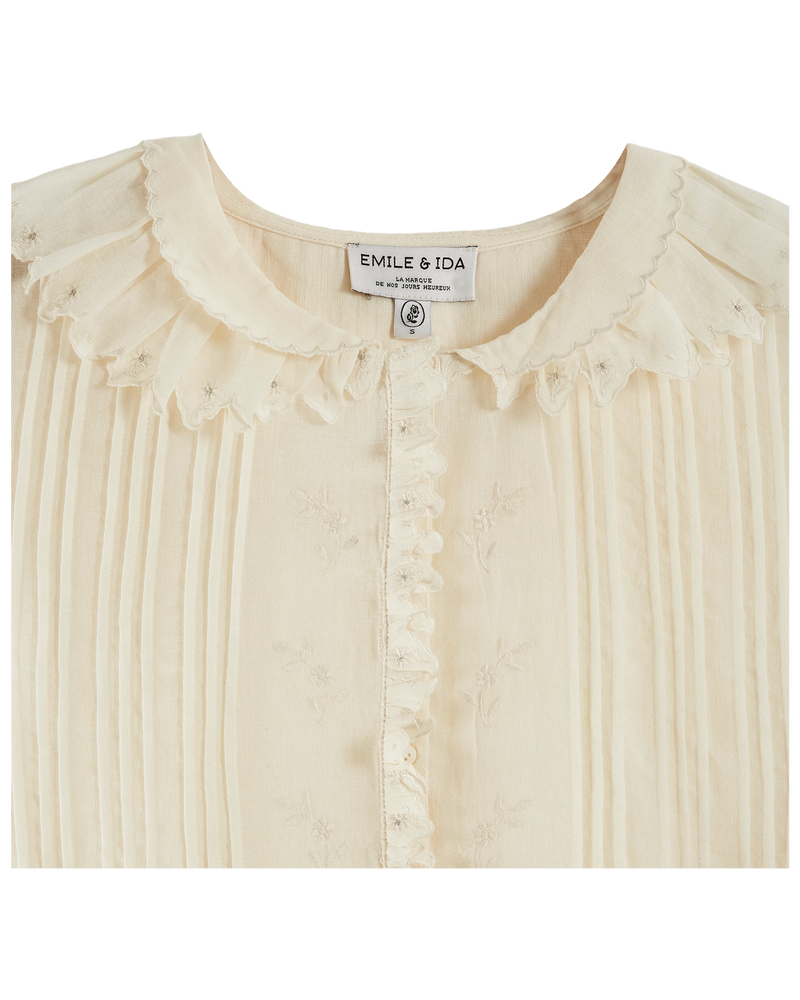 EMILE & IDA Embroidered vintage blouse - Ecru