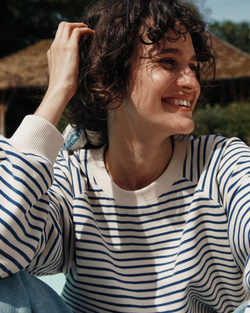 EMILE & IDA Sweatshirt - Striped Navy/Ecru
