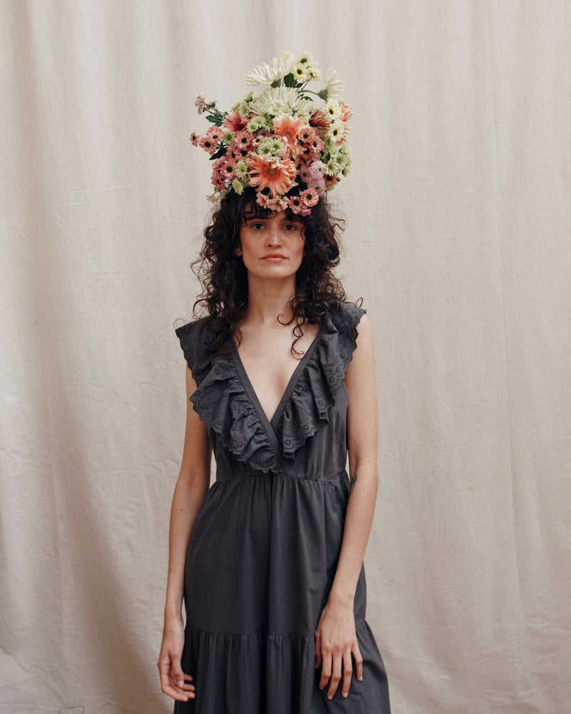 EMILE & IDA English embroidery maxi dress - Asphalt Grey