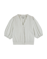 EMILE & IDA Striped ruffled blouse - Blue Sky stripes