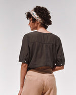 EMILE & IDA Vintage embroidered blouse - Asphalt Grey