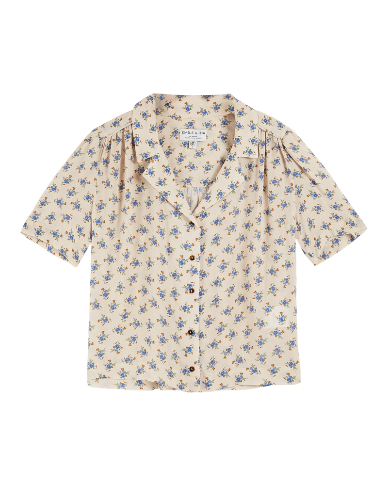 EMILE & IDA Blouse with blue flowers - Clematite