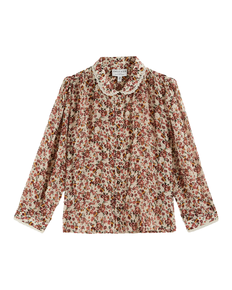 EMILE & IDA Crepon blouse - Myosotis Rose
