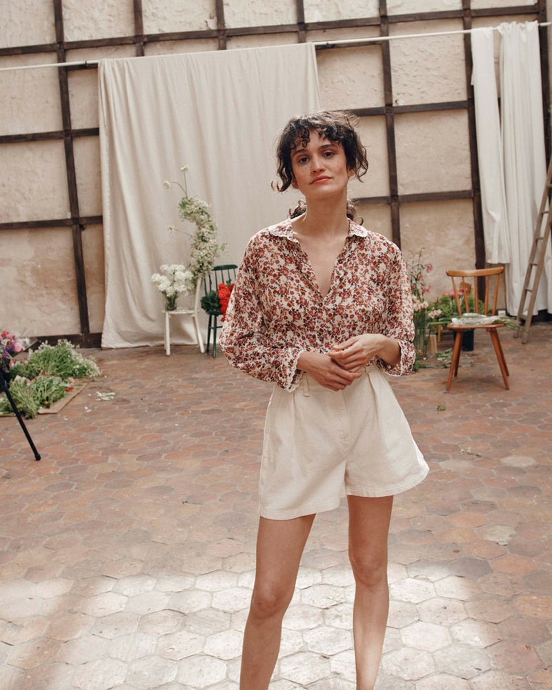EMILE & IDA Crepon blouse - Myosotis Rose