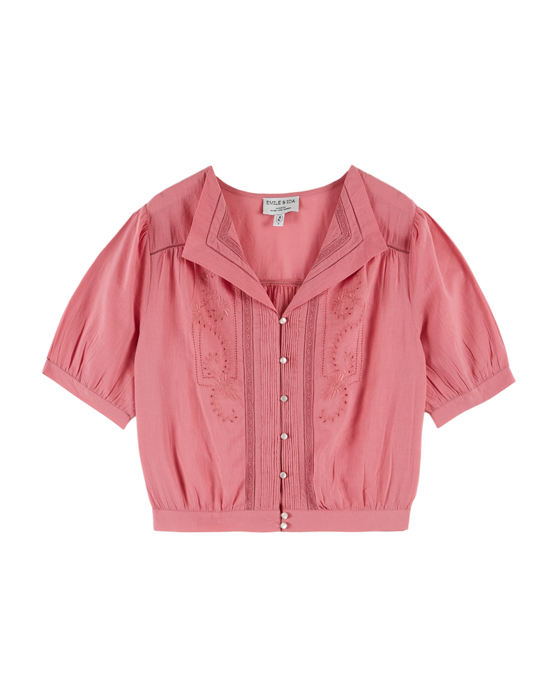 EMILE & IDA Vintage embroidered blouse - Raspberry