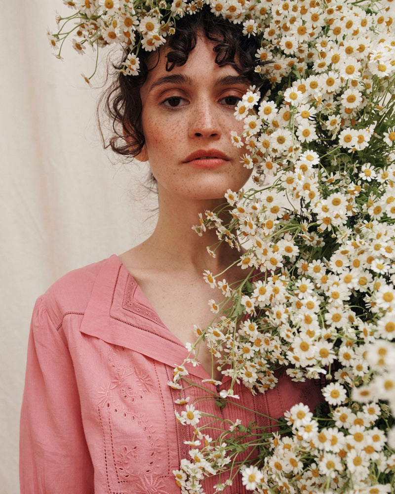 EMILE & IDA Vintage embroidered blouse - Raspberry