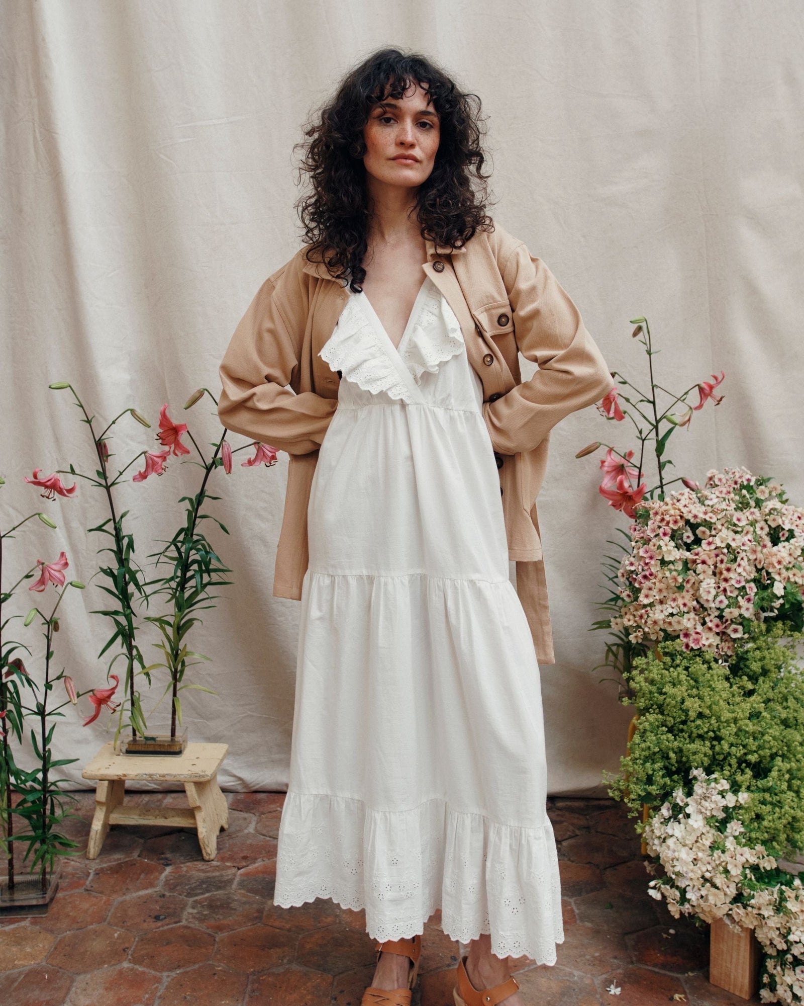 broderie anglaise maxi dress EMILE & IDA English embroidery maxi dress
