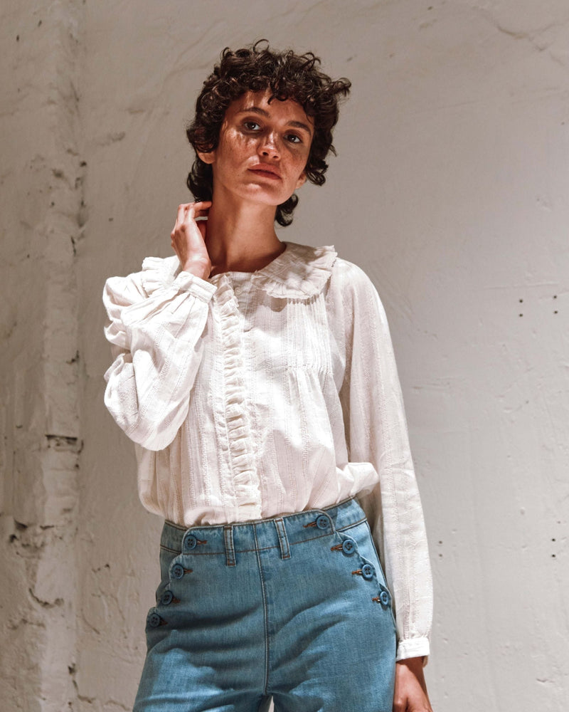 EMILE & IDA White lurex striped blouse