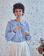 EMILE & IDA Blue and white striped blouse