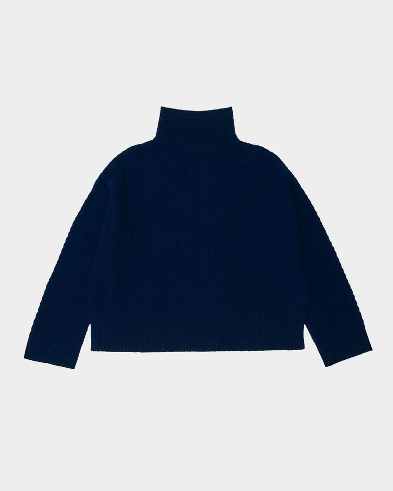 FUB  LAMBSWOOL STRUCTURE SWEATER ROYAL BLUE