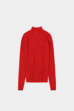 FUB High Neck Rib Blouse - Signal red