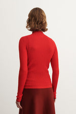 FUB High Neck Rib Blouse - Signal red
