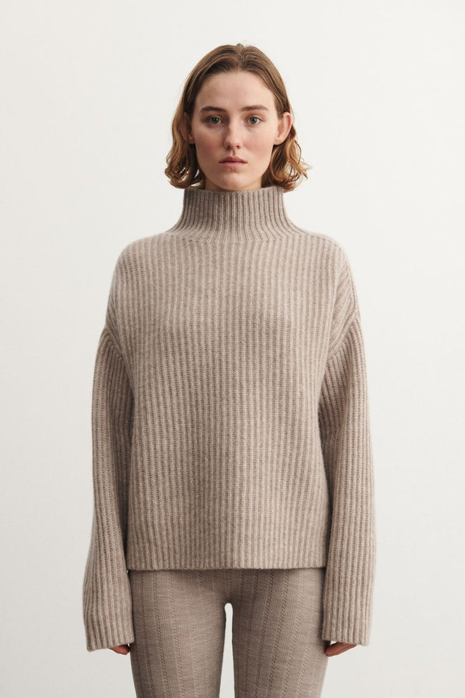 FUB Lambswool rib jumper - Oat melange