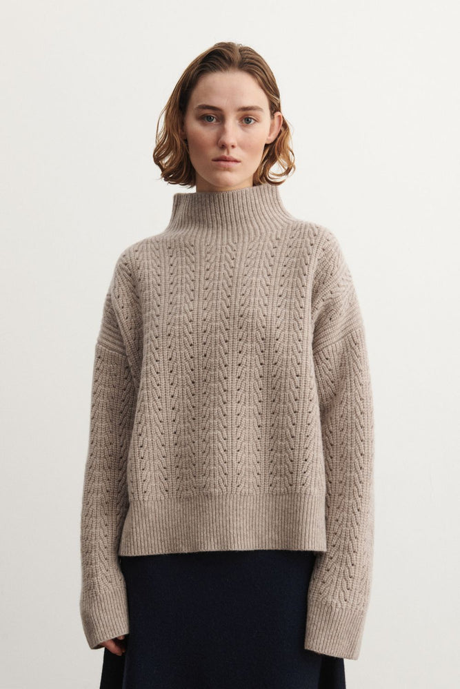 FUB Lambswool structure sweater - Oat melange