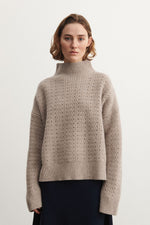 FUB Lambswool structure sweater - Oat melange