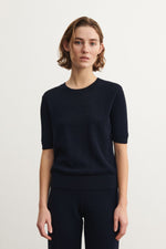 FUB Pointelle Tee - Dark navy
