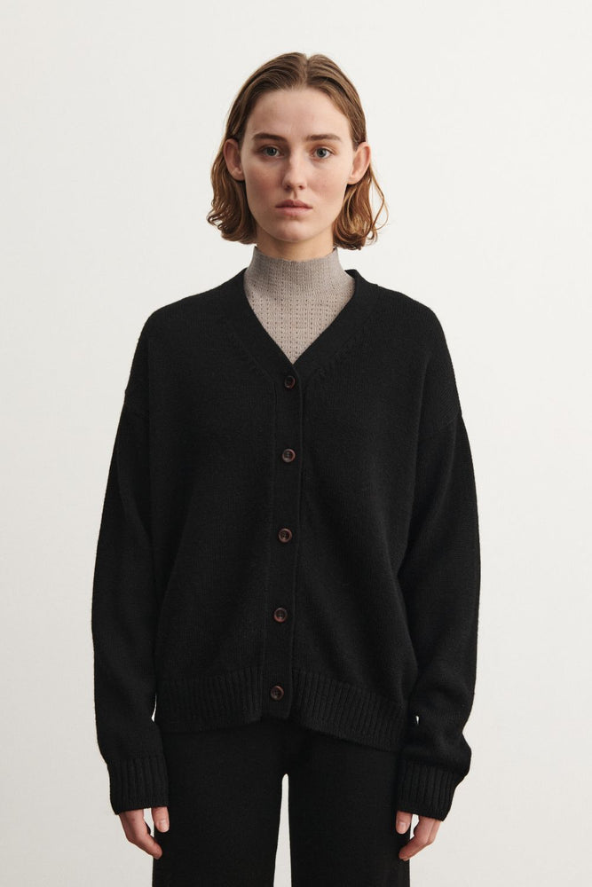 FUB Raw wool cardigan - Black