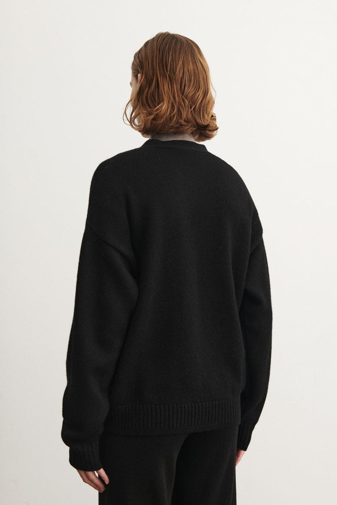 FUB Raw wool cardigan - Black