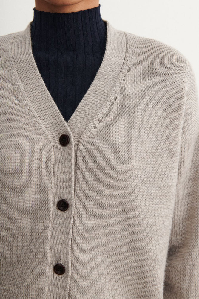 FUB Raw wool cardigan - Oat melange
