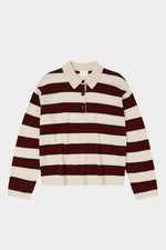 FUB Striped polo - Ecru/cranberry