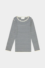 FUB Striped rib blouse - Ecru/Dark navy