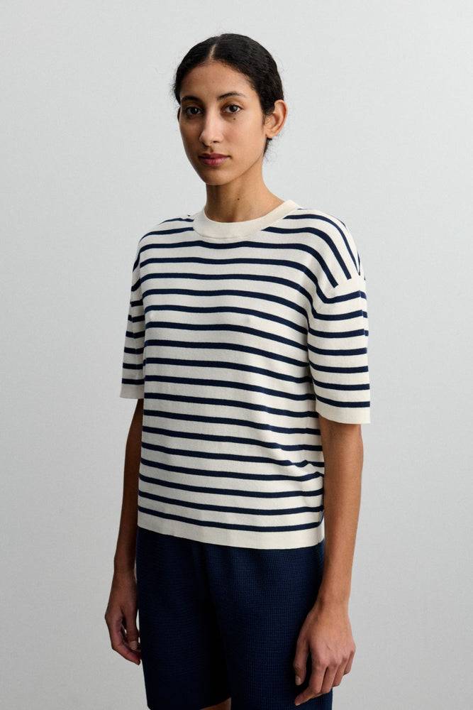 FUB Striped tee - Ecru/Dark navy