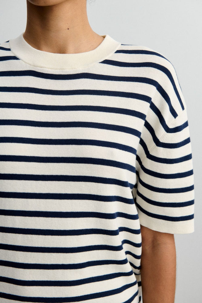 FUB Striped tee - Ecru/Dark navy