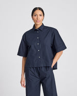 Gai + Lisva ASTRID S/S SHIRT POPLIN GOTS - METAL GREY
