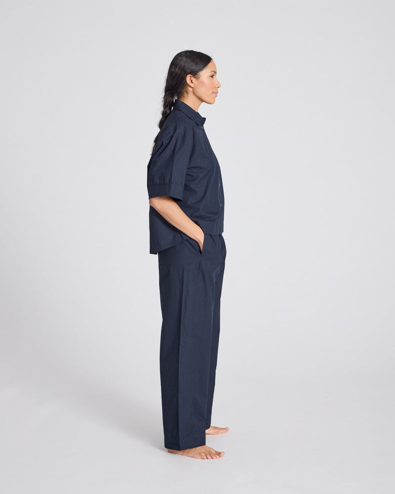 Gai + Lisva ASTRID S/S SHIRT POPLIN GOTS - METAL GREY