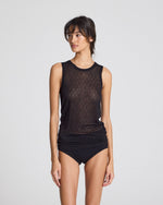 Gai + Lisva ALBERTE Sleeveless Silk Top - Limo Black