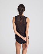 Gai + Lisva ALBERTE Sleeveless Silk Top - Limo Black