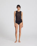 Gai + Lisva ALBERTE Sleeveless Silk Top - Limo Black
