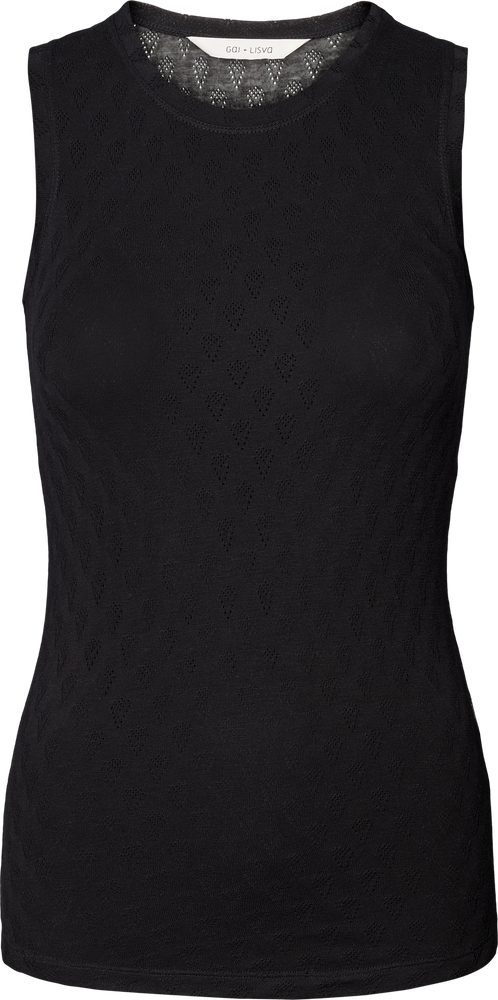 Gai + Lisva ALBERTE Sleeveless Silk Top - Limo Black