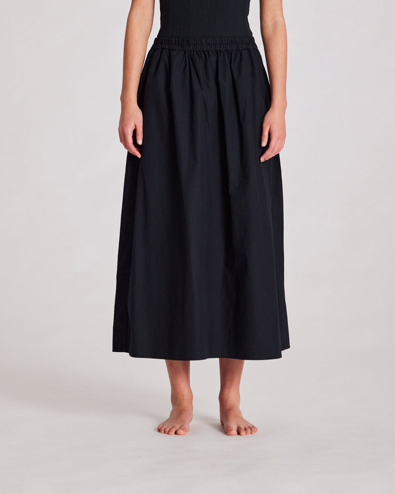 Gai + Lisva ASTRID Long Skir Poplin - Black