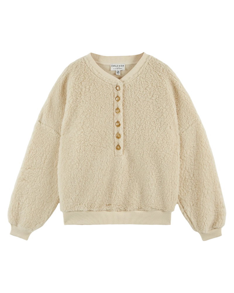 Emile et Ida Ecru sherpa sweater fuzzy sweater ecru