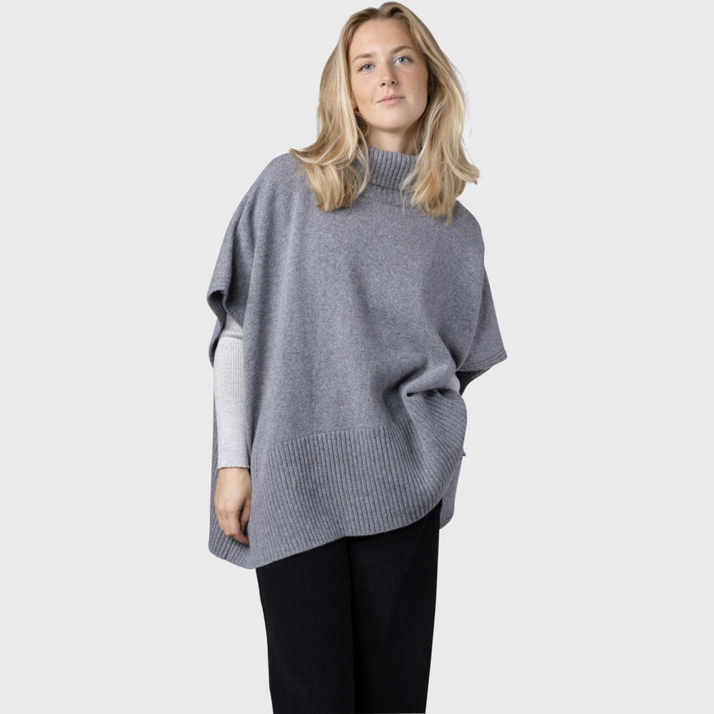 Klitmöller Collective Alba knit poncho - Light grey
