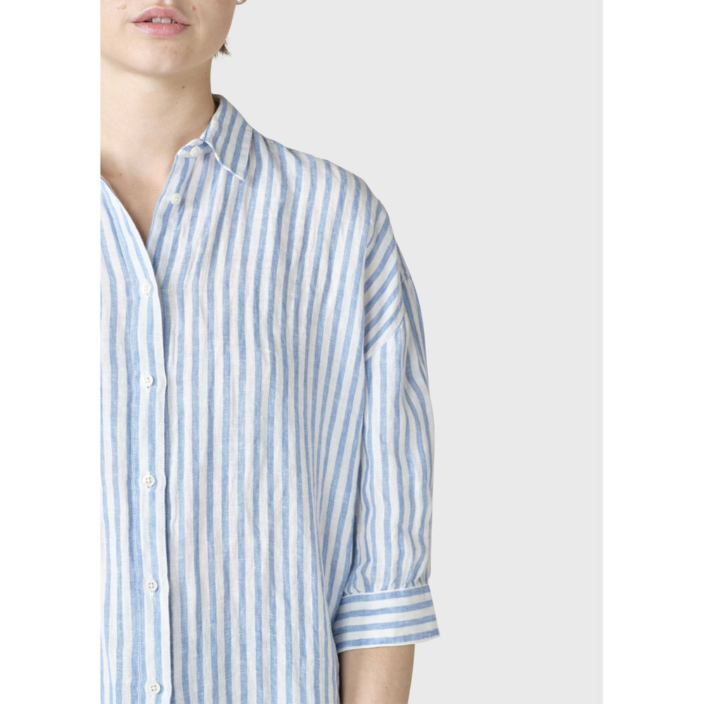 Klitmöller Collective Oline linen shirt - Cream/Light blue